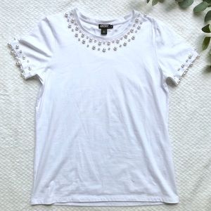 DKNY Pearl Embellished T-Shirt